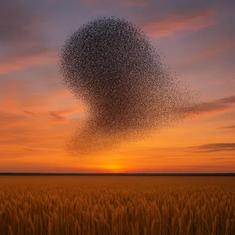 Immense Flock of Starlings Forms a Mesmerizing Murmuration