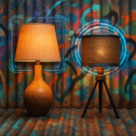 Two Distinct Table Lamps—one Featuring an Organic Sculptural Base