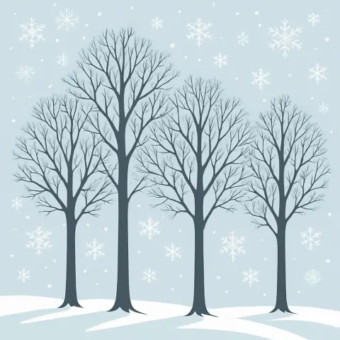 Craft a Digital Vector Illustration Depicting a Serene Winter Scene