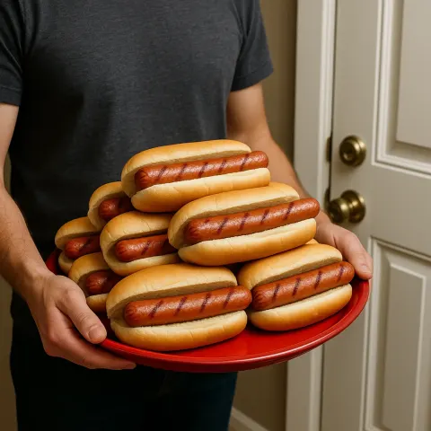 Person Holding a Red Platter