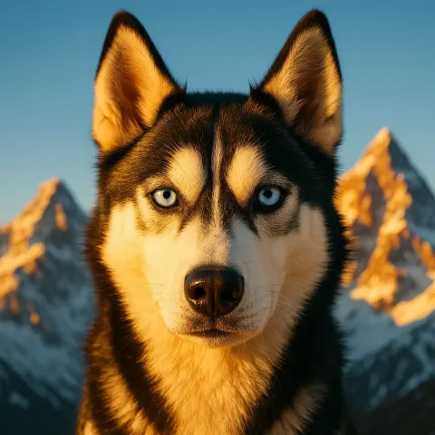 Single Black and White Siberian Husky