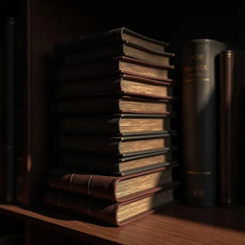 Chiaroscuro 3D Bookshelf With Ten Stacked Books