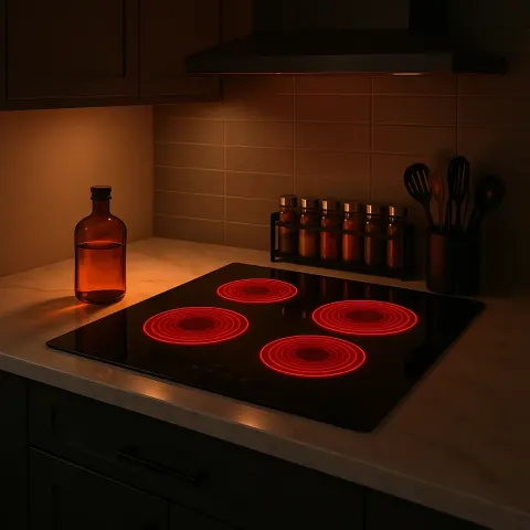 Modern Kitchen Setting Features a Smooth Black Induction Cooktop