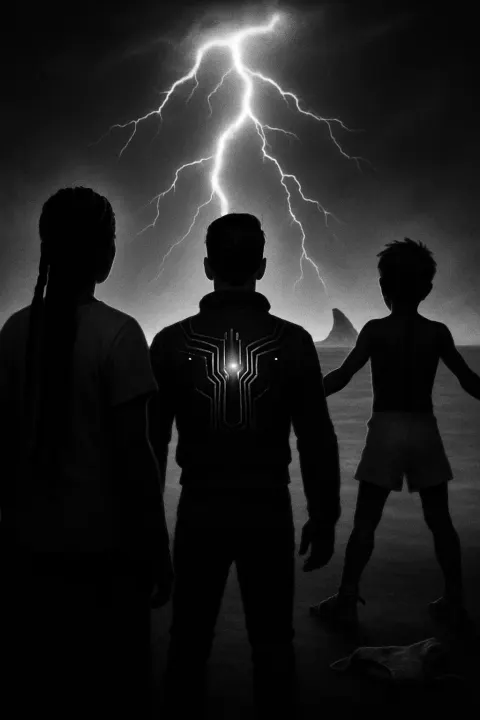 Three Figures—one with Long Dark Braids