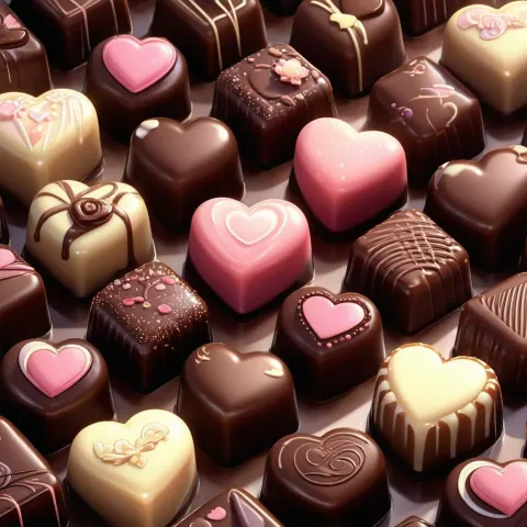 Anime Heart Shaped Chocolates in Golden Light
