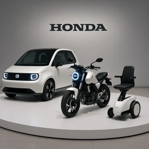Display Featuring Futuristic Honda Vehicles