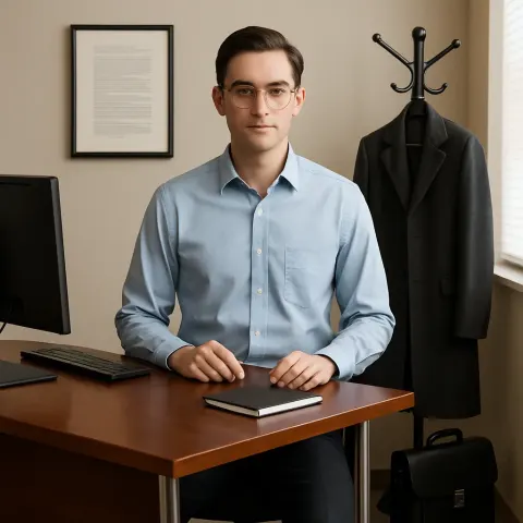 Person Wearing a Light Blue Shirt Stands Next