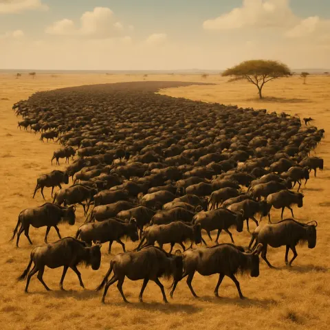 Vast Herd of Wildebeest