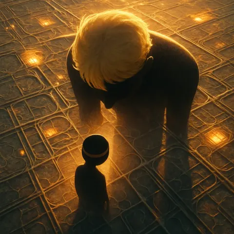Giant Figure with a Visible Crown of Light-blonde Hair Bows