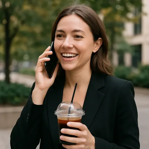 Person Wearing a Black Blazer Is Holding a Drink