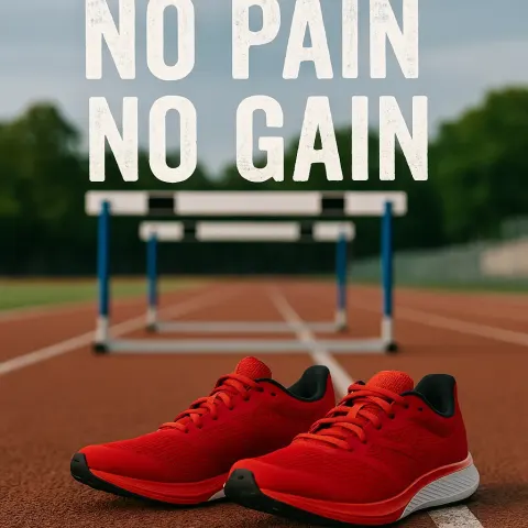 Pair of Red Running Shoes Resting on a Track