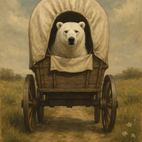 Rustic Prairie Wagon with a Sturdy White Canvas Cover