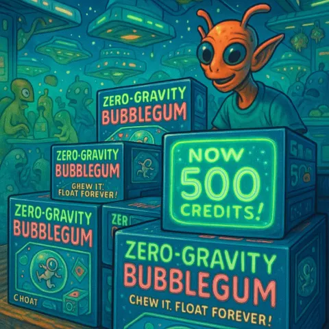 Whimsical Comic-style Illustration with a Playful Retro Sci-fi Vibe