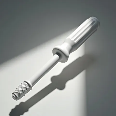 White 3D Screwdriver Icon in Dramatic Chiaroscuro