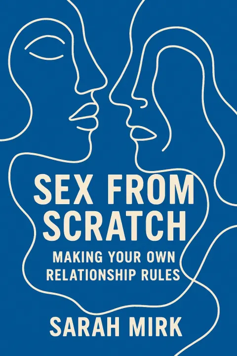 Blue Book Cover Featuring Abstract Outlines of Two Faces