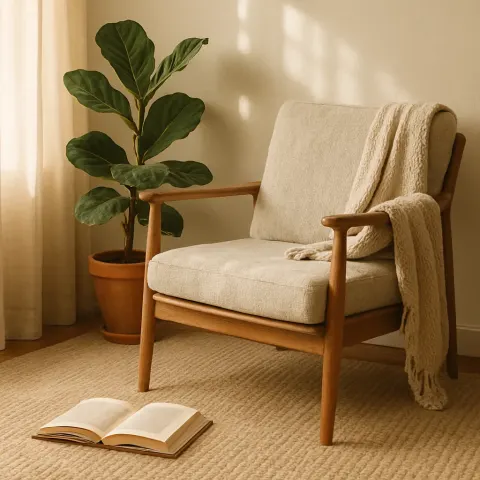 Depict a Tranquil Setting with a Comfortable Chair