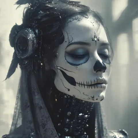 Android Deity in Dia De Los Muertos Film Portrait