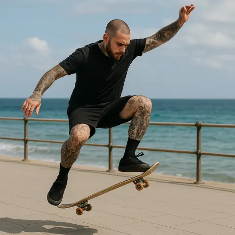 Tattooed Man Wearing a Black Shirt