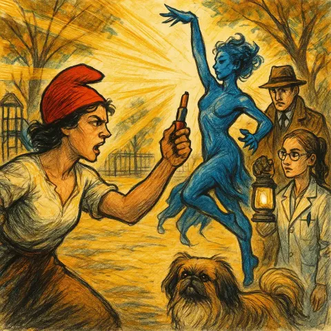 Revolutionary Woman in Cotton Fiercely Brandishes a Satin Lipstick