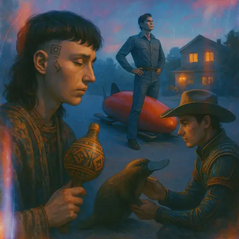 Androgynous Historical Figure with a Distinctive Mullet