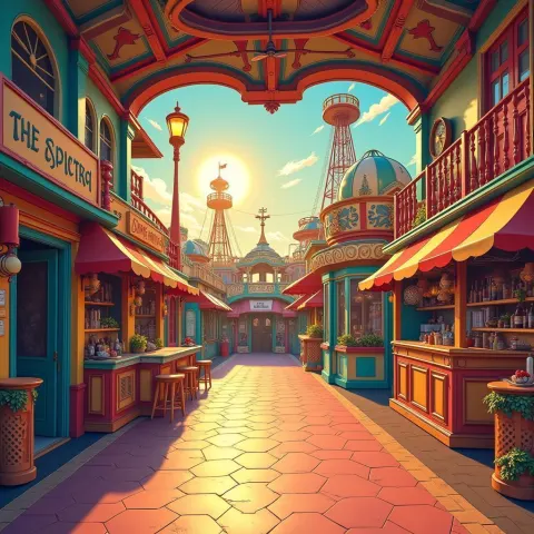 Hand Drawn Amusement Park in Ultra Wide Whimsy