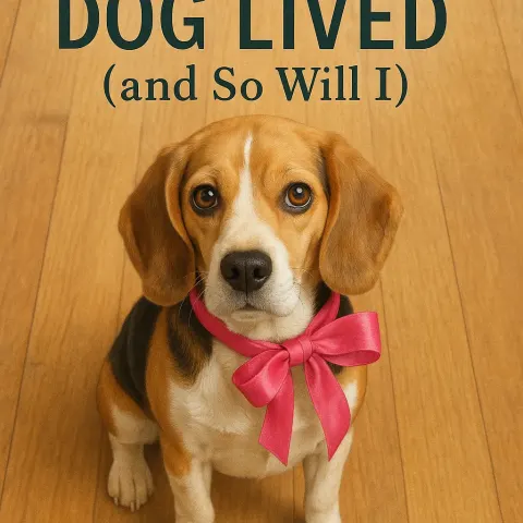 Beagle with a Pink Ribbon Collar Is Shown