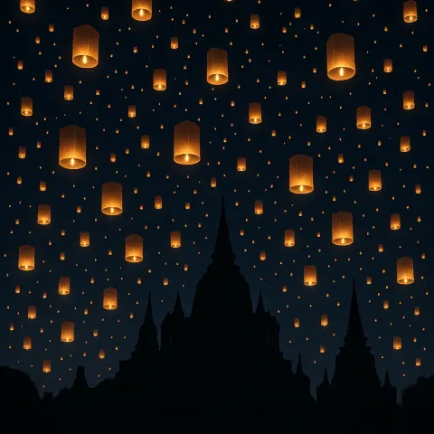 Countless Glowing Lanterns Float Upwards
