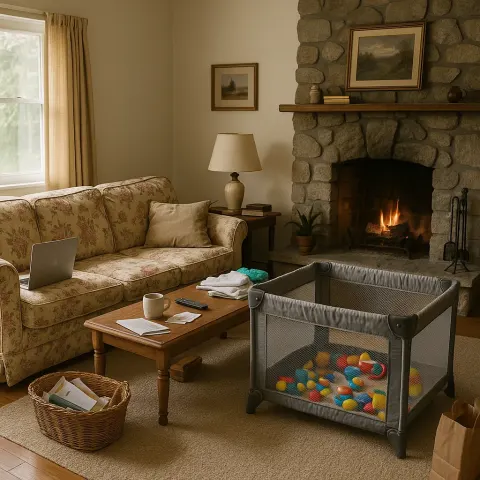 Living Room with a Floral Couch