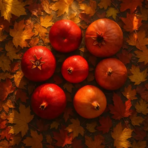 Upon Autumnal Sidewalks Covered in Colorful Fallen Leaves