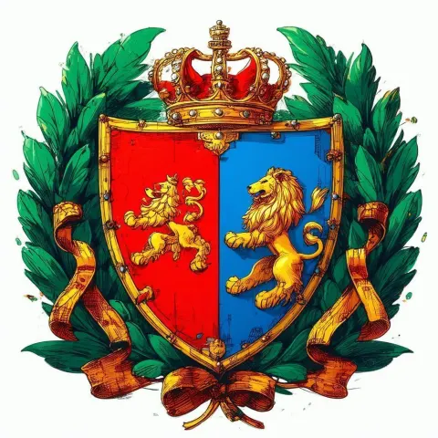 Regal Golden Lion Coat of Arms Shield