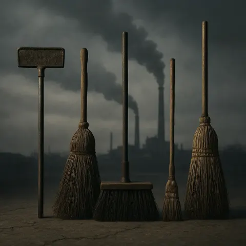 Under a Grey Sky Where Gritty Factory Smokestacks Billow