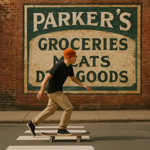 Person Skateboarding Across a Street