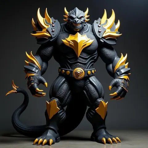 Black Komodo Power Ranger Posing With Megazord