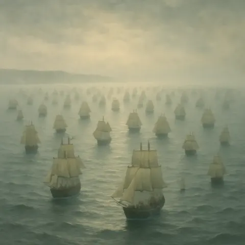 Vast Armada of Ancient Sailing Ships