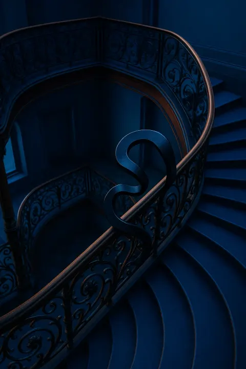 Ornate Spiral Staircase Leading to a Mezzanine Level