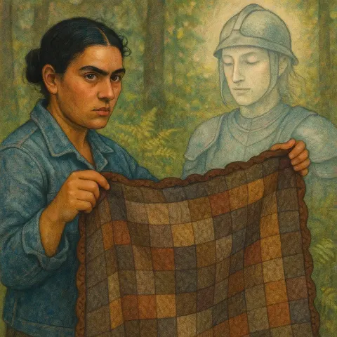 Non-binary Presenting Artist with Tan Skin and an Intense