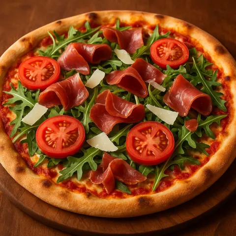 Thin-crust Pizza Topped with Fresh Arugula