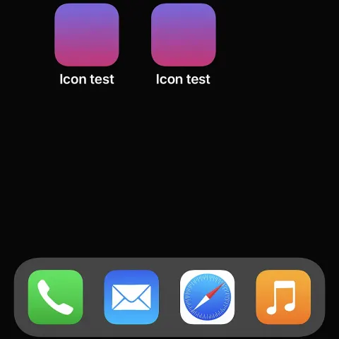 Smartphone Home Screen with Two App Icons Labeled "Icon Test"