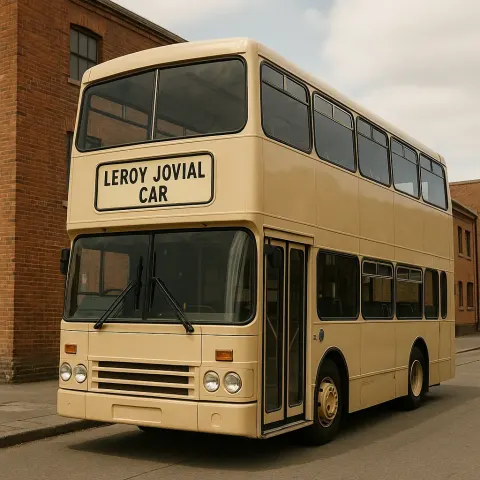 Beige Double-decker Bus