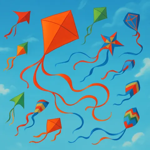 Dazzling Orange Kite Soars Effortlessly Through the Sky