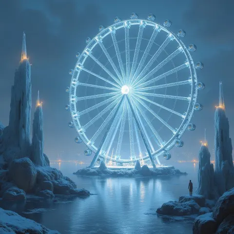 Millennium Wheel in a Fantastical Snow Storm