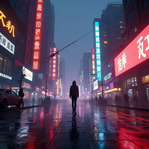 Majestic Cyberpunk Cityscape From the Ground Up