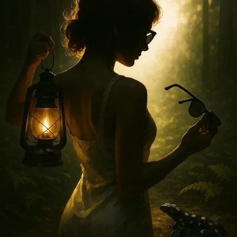 Figure Whose Elegant Satin Attire and Brown Caramel Hair