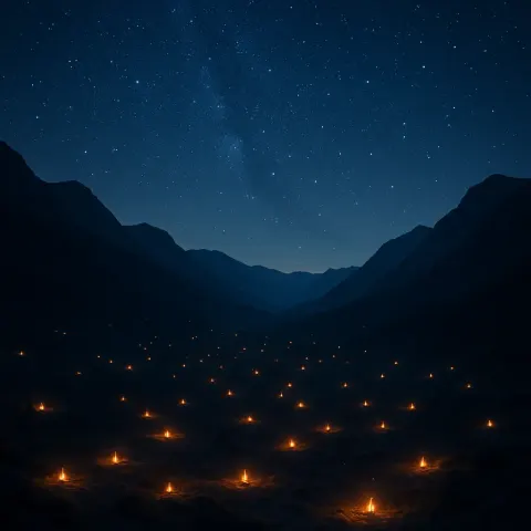 Myriad Distant Campfires Twinkle Like Fallen Stars Across a Vast
