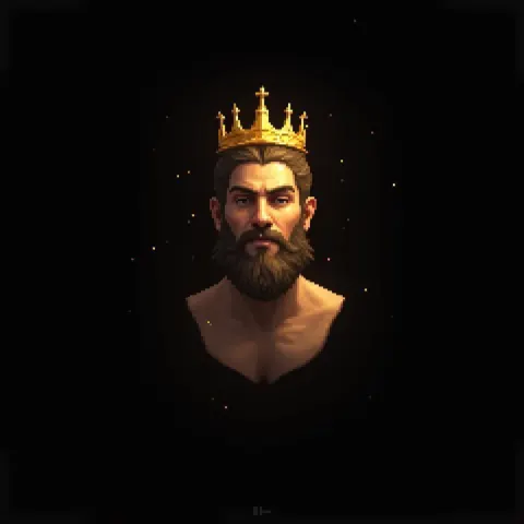 Golden Pixel Portrait of a Crowned Figure
