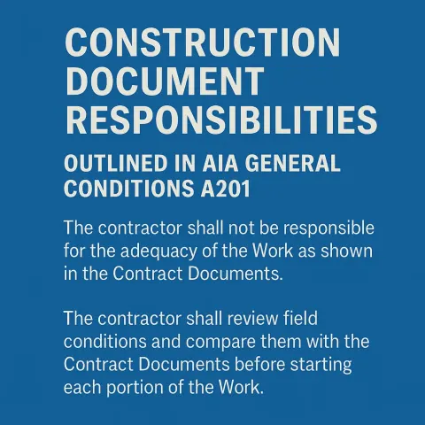 Text Slide with a Blue Background Containing Information About Construction