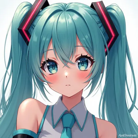 Disney Style Hatsune Miku in Elegant Anime Portrait