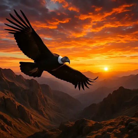 Majestic Andean Condor Gliding Through the Air