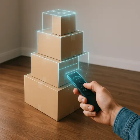 Person Holding a Remote Appears to Digitally Overlay and Materialize