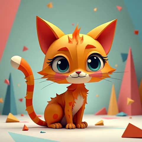 Angular Stop Motion Cat in Bold Geometric Color